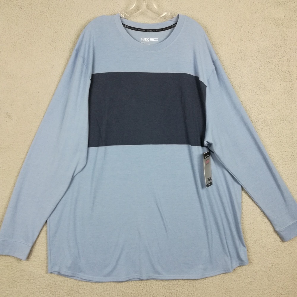 MSX Michael Strahan Mens Long Sleeve Tee T-shirt Blue Yoga Big Tall 3XLT New